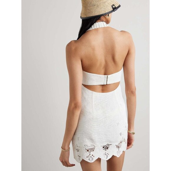 Cult Gaia Kailani Dress in Off White 6 New Womens Halter Mini Linen - Picture 11 of 16